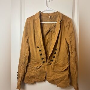 Free People Tan/brown Jacket Size Medium Lightweight Blazer Like